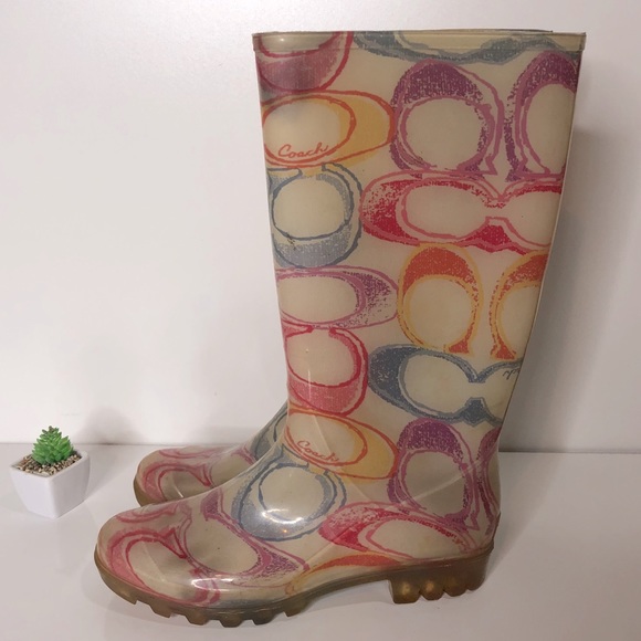Coach Signature Rainbow Rain Boots